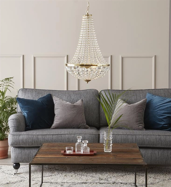 Kryształowa lampa wisząca Granso 106119 do jadalni crystal złota