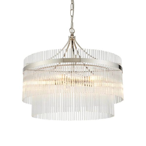 Wisząca lampa szklana na łańcuchu szklana chrom Marietta OUTLET