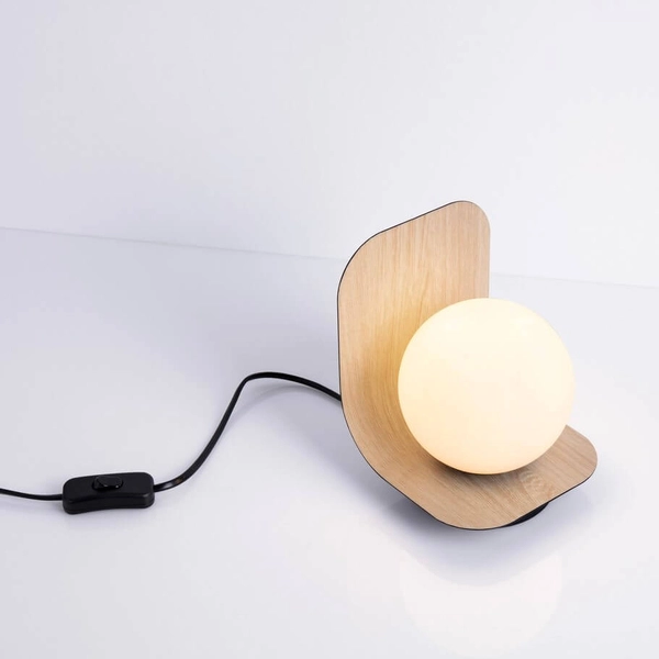 Lampka na biurko HERAS LE44296 bubble ball drewniana czarna