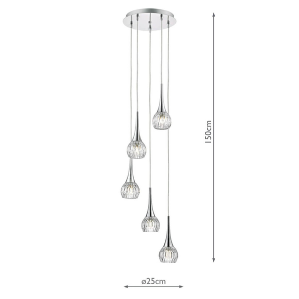 Kryształowa lampa wisząca Lyall LYA0550 Dar Lighting metal chrom