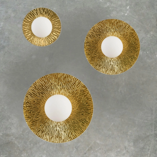 Kinkiet ścienny do salonu SUN ST-FB230946-D40 okrągły biały złoty