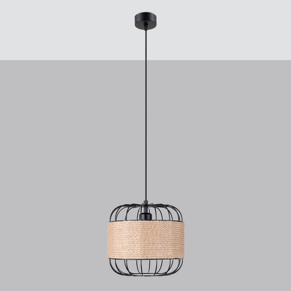 Wisząca lampa naturalna Fost SL.1252 druciana metalowa czarna