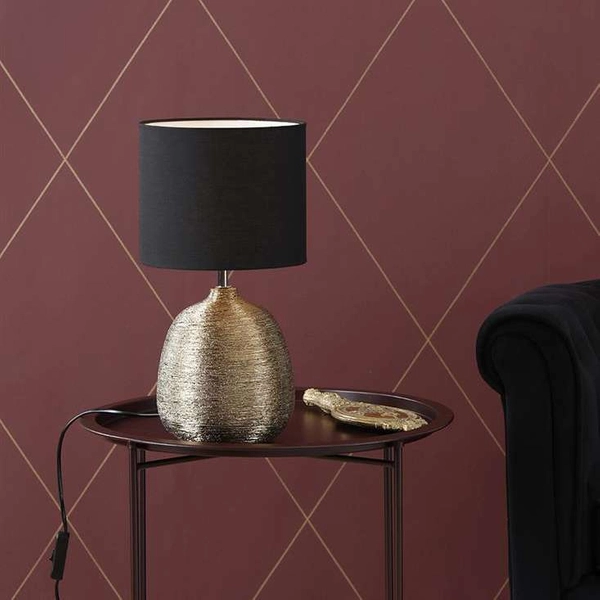 Ceramiczna LAMPA stołowa OSCAR 107068 Markslojd abażurowa LAMPKA stojąca złota czarna