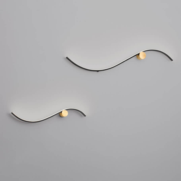 Ścienna lampa do sypialni CUZCO LE44312 LED 14W 3000K falowana czarna złota