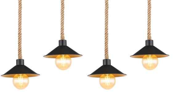Wisząca lampa Diana 15690-4H  industrial czarna złota