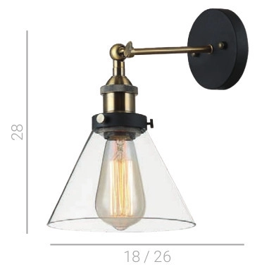 Kinkiet LAMPA ścienna GETAN MBM-2564/1 Italux szklana OPRAWA industrialna stożek francis przezroczysty