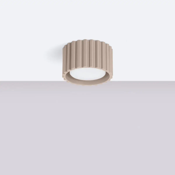 Okrągły plafon do salonu AURA SL.1817 ryflowany beżowy