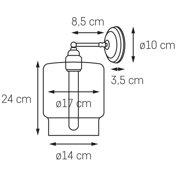 Ścienna LAMPA skandynawska LONGIS 20882105 Kaspa szklana OPRAWA kinkiet loftowy złoty przezroczysty czarny