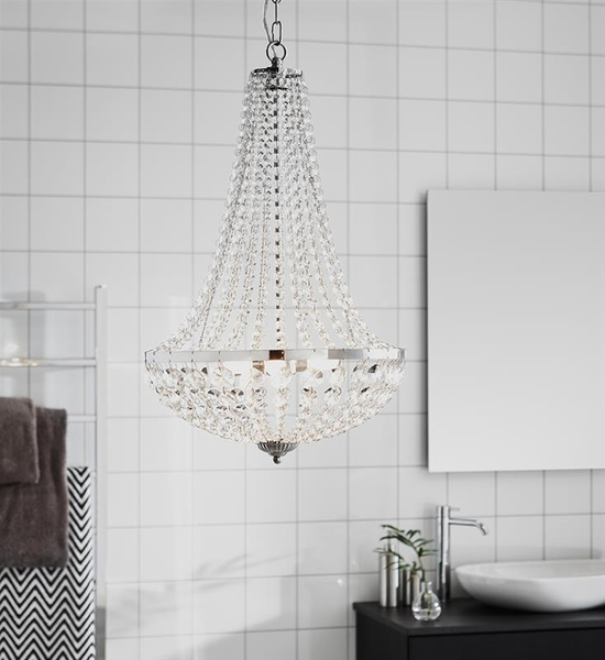 Wisząca lampa kryształowa Granso107551 pokojowa łańcuszki ip44 chrom