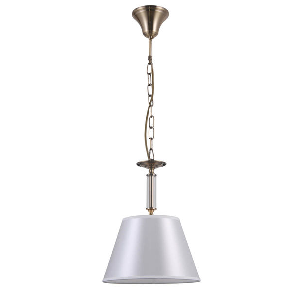 Antyczna LAMPA wisząca SOLANA PND-28366-1 Italux abażurowa OPRAWA zwis na łańcuchu brąz biały