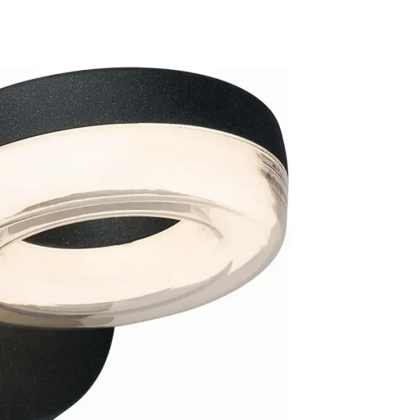 Ścienny kinkiet na elewację DONUT czarny 9116 1xLED 6W 3000K IP54 do ogrodu