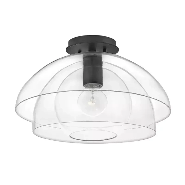 Kopułowa lampa wisząca LOTUS QN-LOTUS-P-BLK szklana czarna przezroczysta