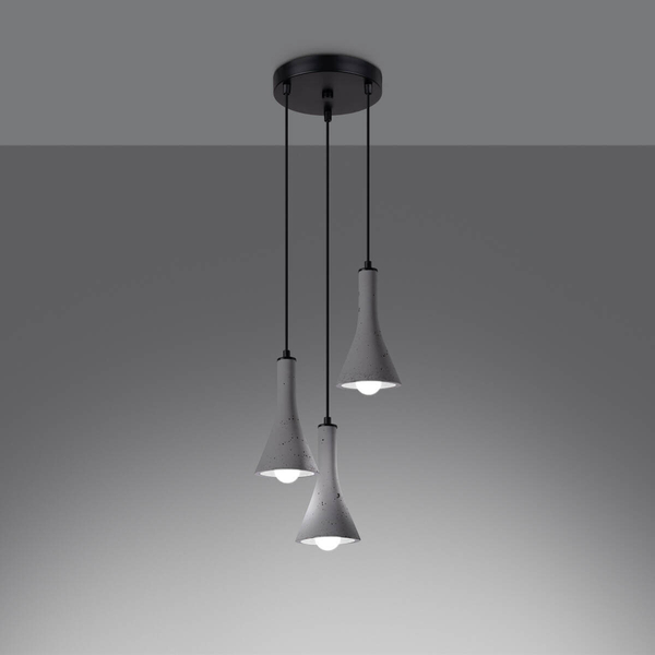 Lampa zwisająca Rea SL.1226 do jadalni potrójna szara