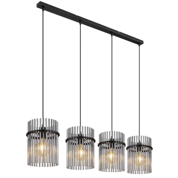 Wisząc lampa nad stół GORLEY 15698-4H szklana loft czarna przydymiona