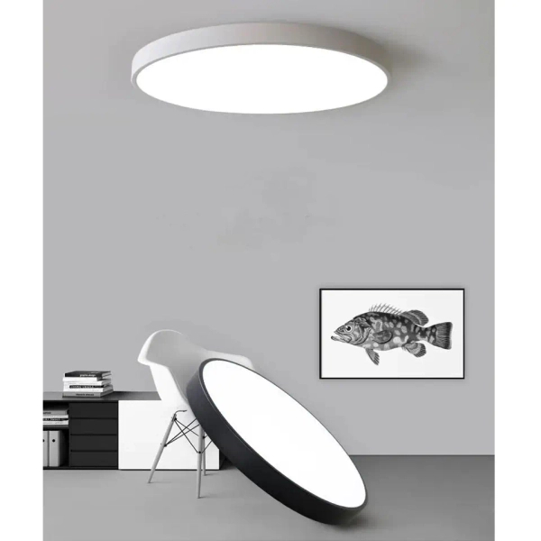 Okrągły plafon do salonu Abigali-MD1001-30-BW-W LED 20W 3000K biały