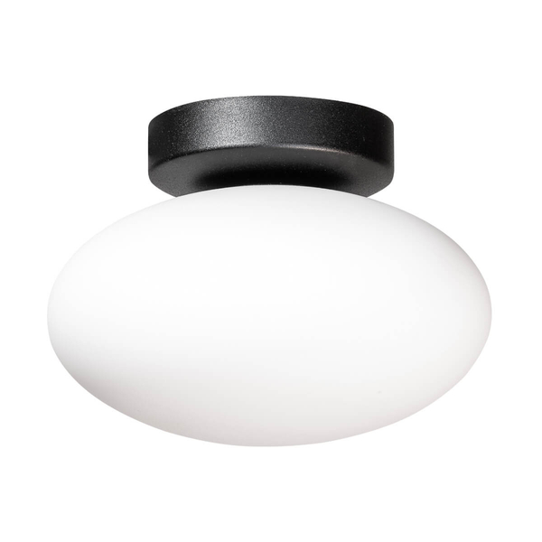 Owalna lampa sufitowa Omi 1186 Zumaline szklana czarna biała