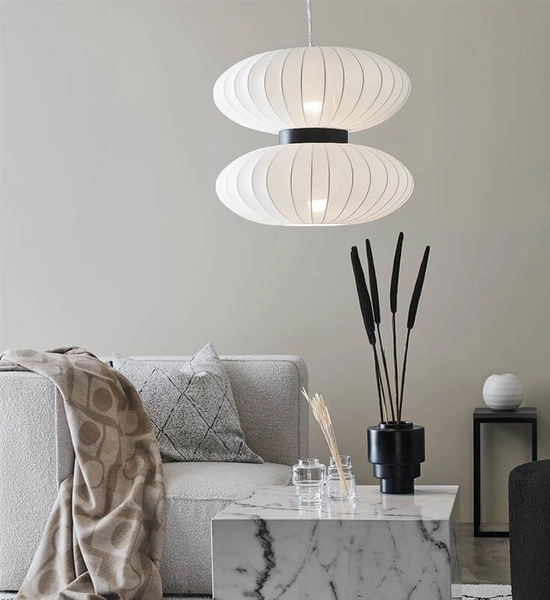 Modernistyczna lampa wisząca Daburu 108113 Markslojd tekstylna biała