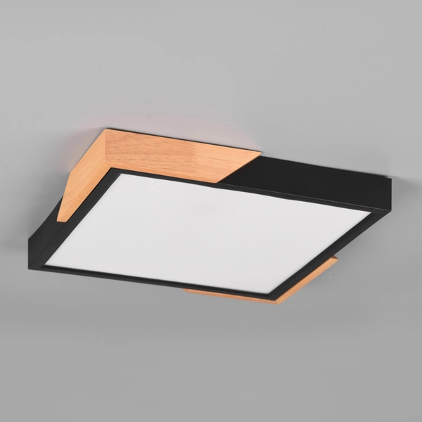 Kwadratowy plafon Meta R67191132 RL Light LED 20W 3000K drewniany czarny