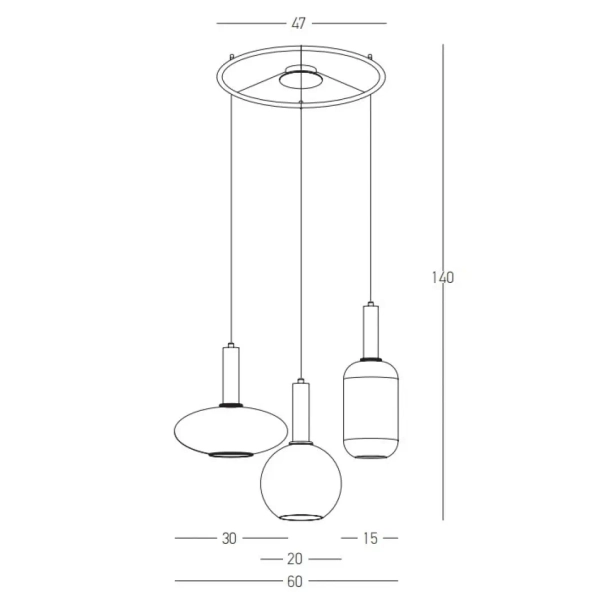 Żyrandol do salonu 22150 szklane kule nad stół białe złote