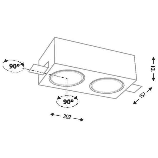 Wpust LAMPA sufitowa KOMORO H 3350 Shilo prostokątna OPRAWA podtynkowa OCZKA regulowane czarne