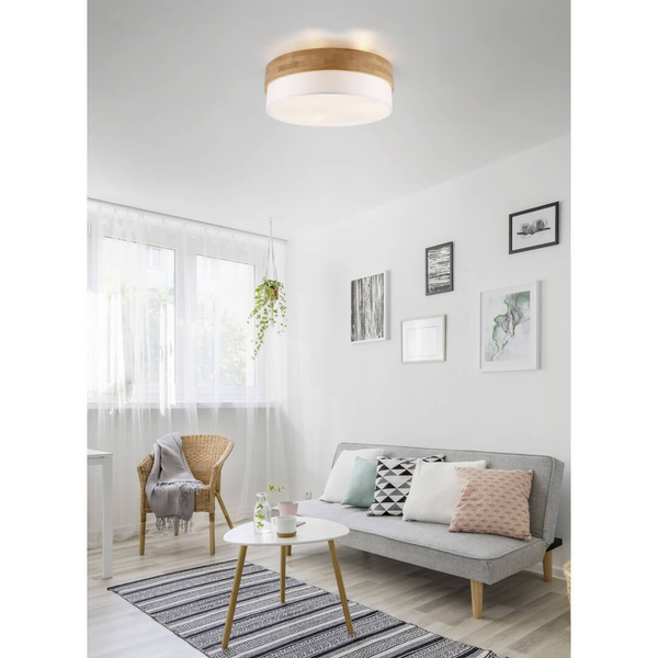 Owalna lampa nasufitowa SEASONS 611500301 Trio okrąg drewniany biały