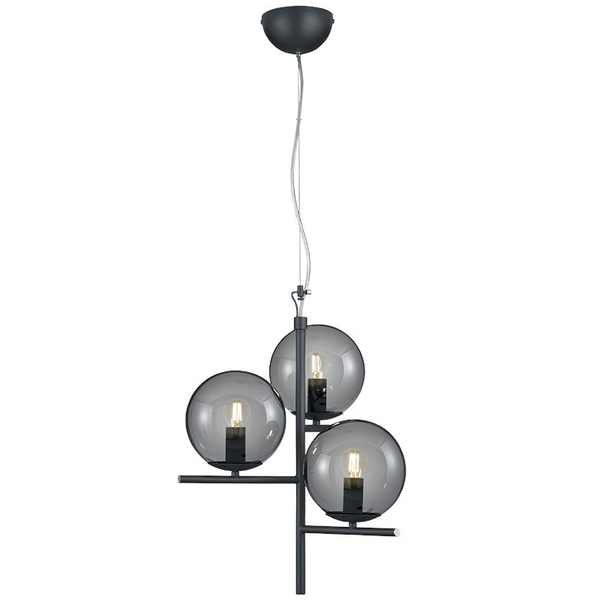 Modernistyczna LAMPA wisząca PURE  302000342 Trio loftowa OPRAWA szklane kule zwis grafitowy przydymiony