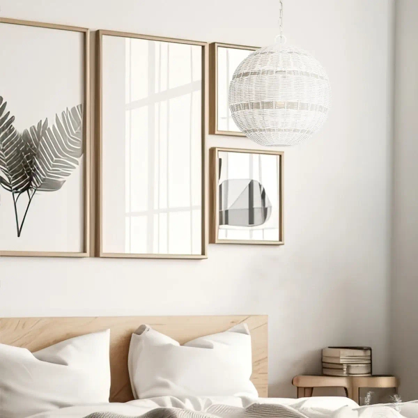 Kulista lampa wisząca Lindendale QZ-LINDENDALE-P-AWH okrągła rattan biały