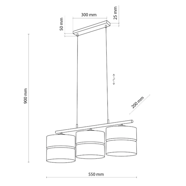 Potrójna lampa wisząca Nicol 4801 TK Lighting tuby drewniany czarny