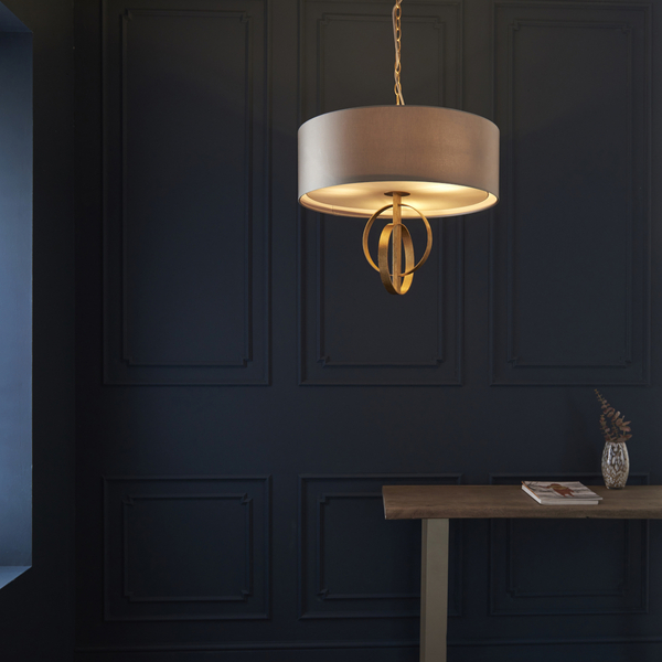 Salonowa lampa wisząca L&-195212 Light& okrągły abażur antyczne złoto