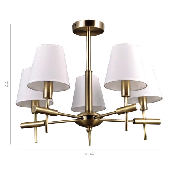 Klasyczna LAMPA sufitowa BALTER MD38482-5 Italux abażurowa OPRAWA metalowa żyrandol biały złoty