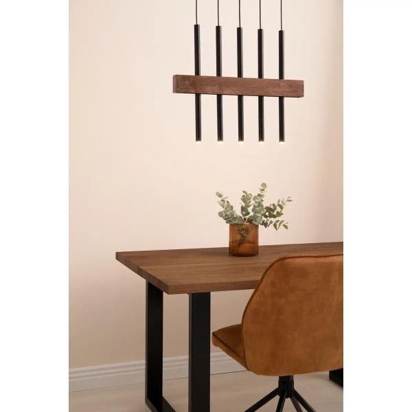 Jadalniana lampa wisząca Blake 5-płomienna drewniana czarna