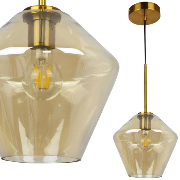 Skandynawska LAMPA wisząca GREA 316240 Polux loftowa OPRAWA szklany zwis bursztynowy