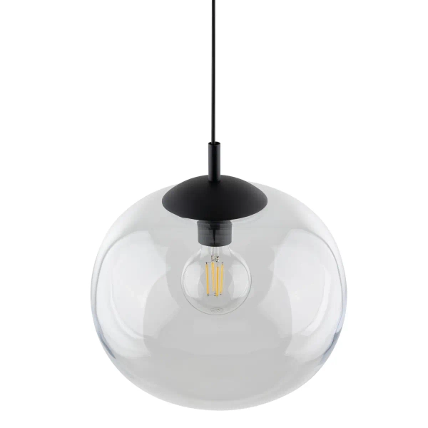 Szklana lampa wisząca VIBE 4817 do sypialni kula czarny przezroczysty