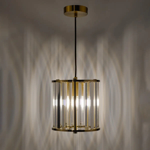 Zwisająca lampa nad stół Kiran KIR0135 kryształowa mosiądz