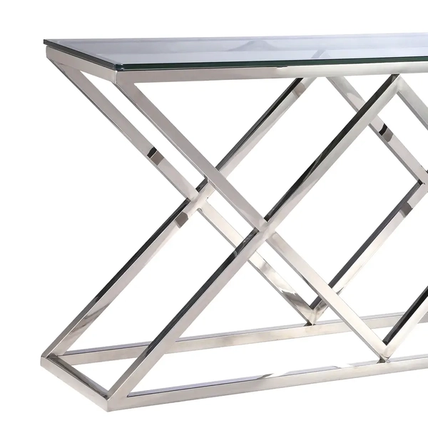 Stolik szklany podłużny Empire EP-C1483S Cosmolight srebrny przezroczysty