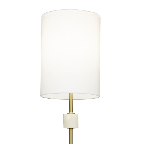 Stołowa lampka Bari T01040BR-WH tuba abażur do gabinetu mosiądz biała