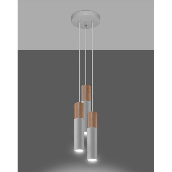 Wisząca lampa loftowa SL.1013 nad wyspę biała drewniana