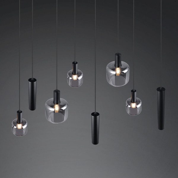 Wisząca lampa dekoracyjna MATARO 364100832 do salonu tubki chrom czarny
