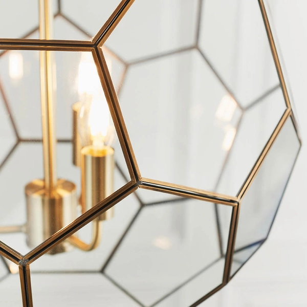 Geometryczna lampa wisząca Miele 73560 Endon szkło metal mosiądz transparentny