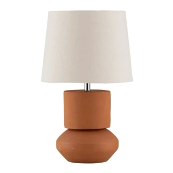 Geometryczna lampa stołowa VILESTO LE45289 do sypialni brązowa beżowa