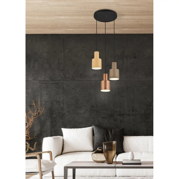 Wisząca lampa AGUDO 319430317 beżowa szara różowa 3x40W E27 z regulacją