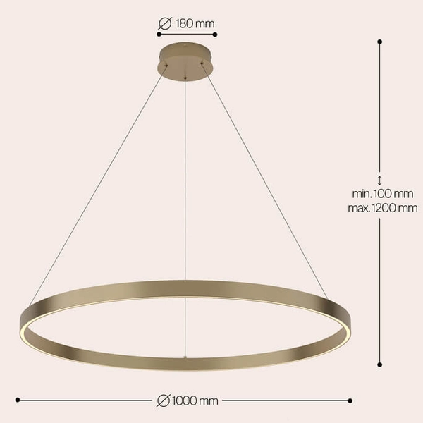 Metalowa wisząca lampa Rim MOD058PL-L54BS3K LED 61W mosiądz