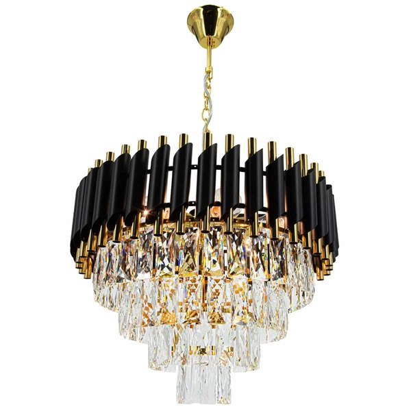 Żyrandol kryształowy glamour Toledo 6260/6 TR BL pałacowy czarny złoty