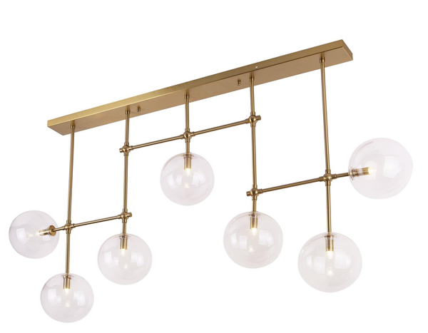 Lampa wisząca LOLLIPOP P0295 listwa szklane kule mosiądz przezroczysty