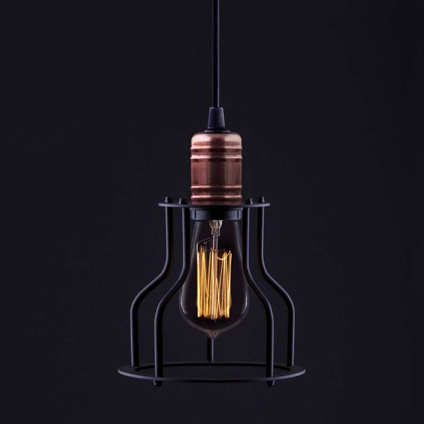 Wisząca LAMPA industrialna WORKSHOP 6336 Nowodvorski drut OPRAWA pręt ZWIS miedź czarny