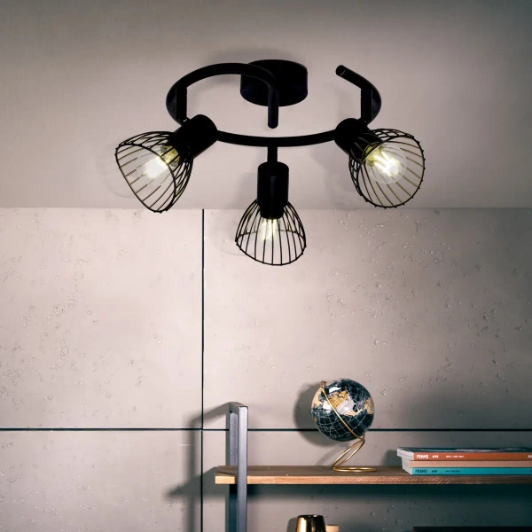 Sufitowa lampa potrójna Elhi 71933/06 metalowa czarna