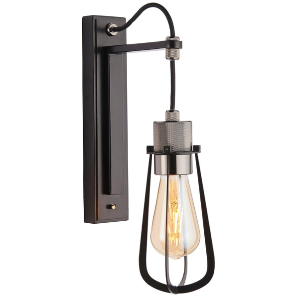 Loftowa lampa ścienna L&-180950 Light& do sypialni czarna chrom