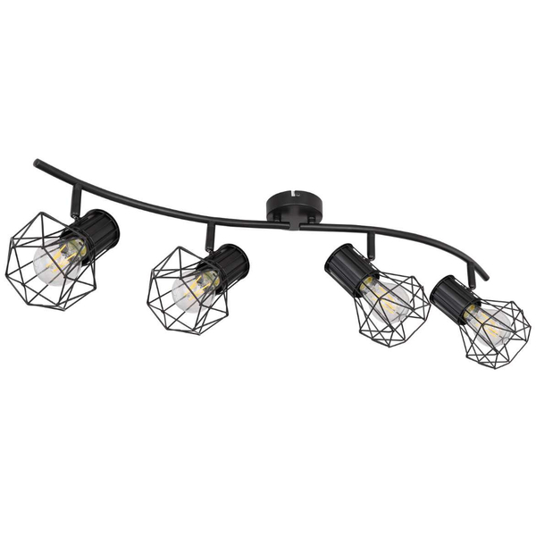 Druciana LAMPA sufitowa PRISKA 54017-4 Globo industrialna OPRAWA metalowy plafon klatki regulowane czarne