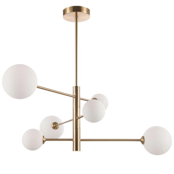 Loftowa LAMPA sufitowa DORADO LP-002/6P Light Prestige metalowa OPRAWA szklane kule plafon molekuły miedziane białe