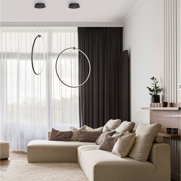Wisząca LAMPA pierścień CHINU LE41603 Luces Exclusivas okrąga OPRAWA zwis LED 28W 3000K metalowy czarny